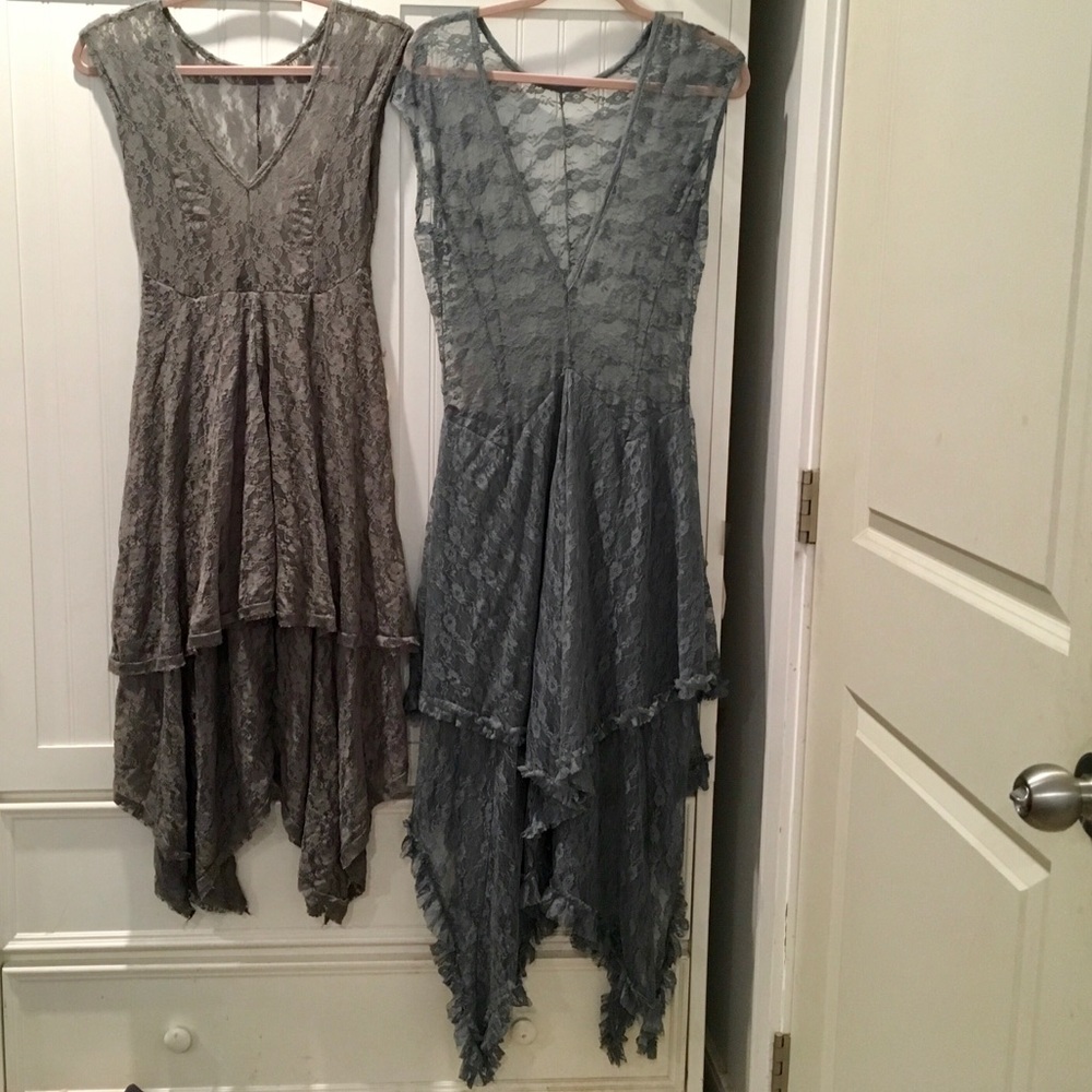 DARK GRAY BOHO LACE MAXI DRESS SIZE S/M - Picture 5 of 8